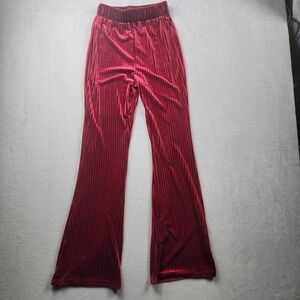 Jon & Anna Contemporary Red Velvet Pleated Flare Pants High Waist Womens Small